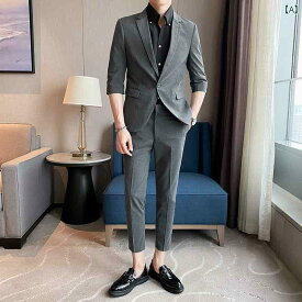 スーツ メンズ 男性 ファッション ビジネス カジュアル 韓国 スーツ ツーピース コーデュロイ