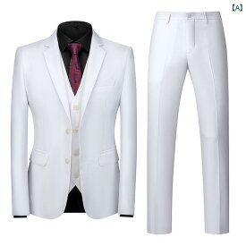 メンズ スーツ 韓国 スリムフィット ビジネスカジュアル スリーピースセット 春 長袖 シングルブレスト 男性 紳士服