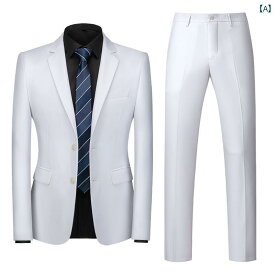 メンズ スーツ ツーピースセット 韓国 スリム ビジネスカジュアル ジャケット シングルブレスト 春 男性 紳士服 ファッション