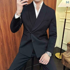 メンズ ジャケット ハイエンド チャイナ風 紳士服 韓国 バックル 個性的 シングルブレストボタン 中後ろスリット