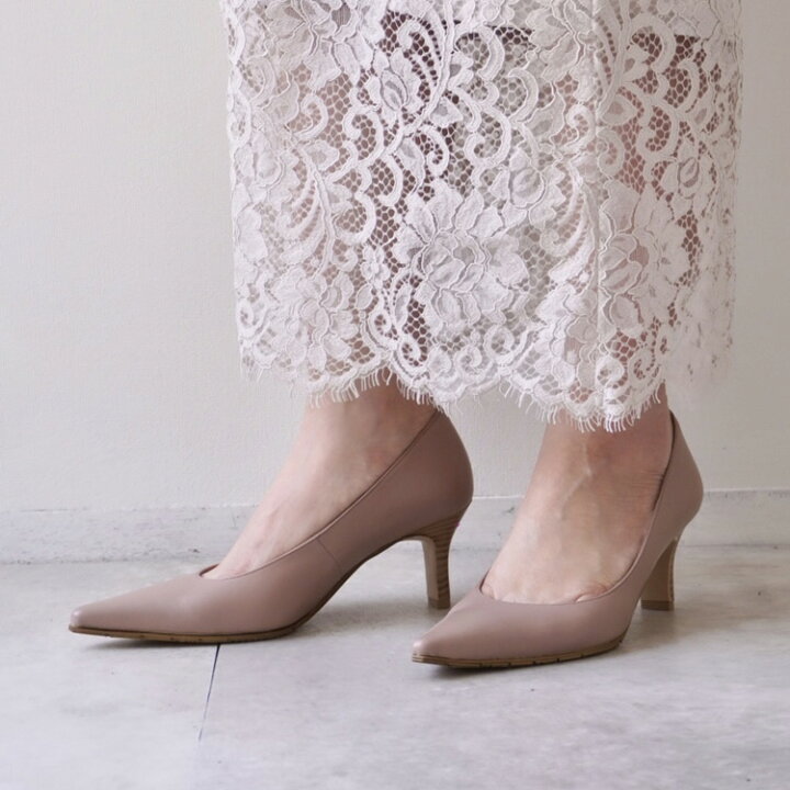 OHGA PETIT TWEED PUMPS ベージュ25.0（体型問題を解決！おすすめ 