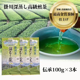 深蒸し一番茶 「伝承」 100g×3本 お茶 緑茶 日本茶 深蒸し茶 深むし茶 静岡茶 茶葉 製茶場直送 世界農業遺産 茶草場農法 【メール便】 送料無料 【代引き不可】【配送指定不可】 静岡県知事賞 茶師 煎茶 国産 掛川産 水出し緑茶 水出し茶