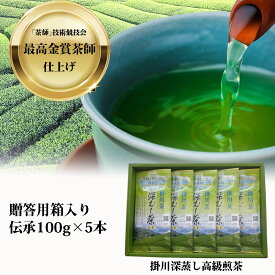 製茶場直送 深蒸し茶「伝承」100g×5本 のし ギフト 化粧箱入り 世界農業遺産 茶草場農法 お茶 緑茶 日本茶 深蒸し茶 深むし茶 静岡茶 茶葉 静岡県知事賞受賞 新茶 お祝い 静岡 国産 お歳暮 お中元 お返し 御中元 敬老の日 母の日 父の日 仏事 熨斗 銘茶 出産 内祝 掛川茶