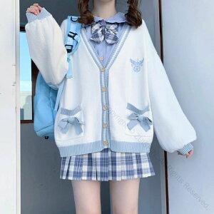 スクールカーディガン 秋冬 高校生 女の子 卒服 韓国 制服 卒業式 スーツ 4点セット ニット スクールセーター 女子 秋 冬 白 ピンク ブルー 小学生 中学生 可愛い 格子柄 スカート ホワイト キ