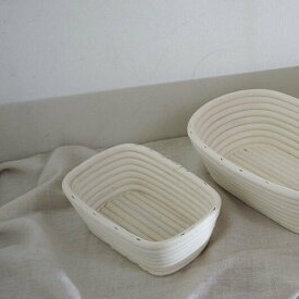 松野屋 パン生地カゴ 角型小 かご ラタン キッチン パン作り 発酵 バスケット 収納 暮らしの道具