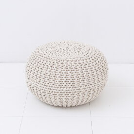 【マラソン限定★100円OFFクーポン配布】ニットプフ L 50cm KNITTED POUF クッション オットマン / ナチュラル Jasleen Overseas プフ