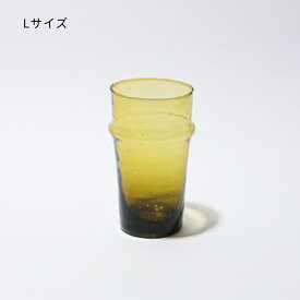 Morocco Chai Glass - Amber- / 3size モロッコチャイグラス ハンドメイド グラス 吹きガラス リサイクルガラス フラワーベース 花器 モロッコ製 東京かんかん