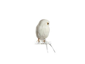 PUEBCO ARTIFICIAL BIRDS - Owl White Small Side プエブコ フクロウ 白 小 横