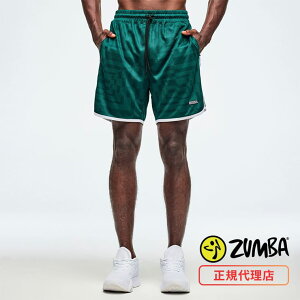 ZUMBA ズンバ 正規品 ウェア パンツ メンズ ショートパンツ メッシュ ショーツ エクササイズ フィットネス ジム スポーツ ダンス ヨガ ウェア ズンバウェア グリーン GINA