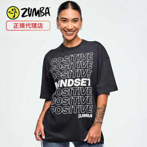 ZUMBA ズンバ 正規品 ウェア レディース Tシャツ オーバーサイズ トップス グラフィック ロゴ エクササイズ フィットネス ジム スポーツ ダンス ヨガ ウェア ズンバウェア ブラック GINA