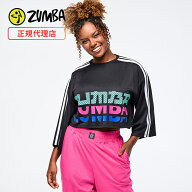 アウトレット ZUMBA ズンバ 正規品 ウェア レディース トップス 七分袖 クロップ丈 ロゴ ライン ボックス…