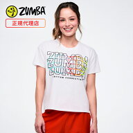 ZUMBA ズンバ 正規品 ウェア レディース Tシャツ 半袖 ロゴ グラフィック 前後差丈 ラウンドヘム 丸首 ト…