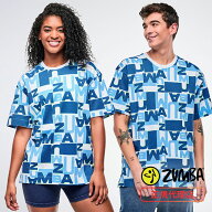 ZUMBA ズンバ 正規品 ウェアユニセックス Tシャツ 半袖 総柄 ロゴ 丸首 トップス エクササイズ フィット…