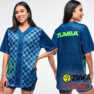 ZUMBA ズンバ 正規品 ウェア レディース シャツ ベースボールシャツ 半袖 格子柄 ロゴ メッシュ ボタン付…