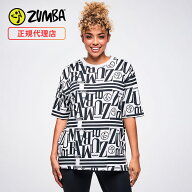 ZUMBA ズンバ 正規品 ウェア レディース トップス ボックス 半袖 丸首 総柄 ロゴ エクササイズ フィット…