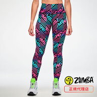 ZUMBA ズンバ 正規品 ウェア レディース レギンス アンクル丈 ハイウエスト ストレッチ フィット 総柄 エ…