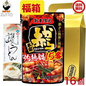 ［福袋 福箱］ 金の満福箱 あったか団らん2点セット 16個（鍋スープ・うどん）