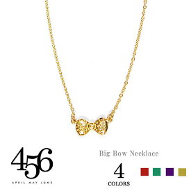 ≪456≫ エイプリル メイ ジューン全4色 リボンモチーフ ネックレス Baby Boe Necklace (Gold) レディース ギフト ラッピング
