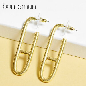 【STORY CLASSY GISELe andGIRL 雑誌掲載】【再入荷】≪BEN-AMUN≫ ベンアムン 楕円形 シェーヌダンクル ゴールド オーバル フープ ピアス ゴールド (Gold) レディース