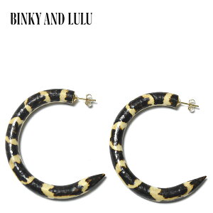 ≪BINKY AND LULU≫ ビンキーアンドルル ウッド 木 ヒョウ 柄 レオパード ベージュ ボリューム 大きめ フープピアス Wood Hoop (Leopard) レディース ギフト ラッピング