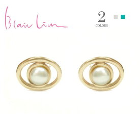 ≪Blair Lim≫ ブレアリム 全2色 10金 純金 シンプル 真珠 パール 天然石 ターコイズ 小粒 オーバル スタッズ ピアス ブランドボックス付き Perl/Turquoise Circle Earrings (Gold)