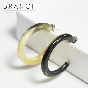 【待望の最新作】≪Branch Jewellery≫ ブランチジュエリー ブラック 黒 ホーン 天然角 フープ ピアス Rounded Natural Horn Hoop Earring (Black) レディース ギフト ラッピング