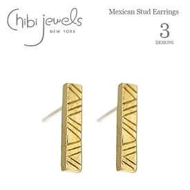 【再入荷】【全品対象500円OFFクーポン配布中】≪chibi jewels≫ チビジュエルズ 全3デザイン トライアングル ドット ハンマード スタッズピアス Mexican Stud Earrings (Gold) レディース