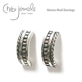 ≪chibi jewels≫ チビジュエルズラウンドプレート ロープデザイン シルバー スタッズピアス Saturn Stud Earrings (Silver) レディース ギフト ラッピング