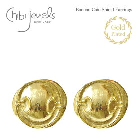 【GISELe 雑誌掲載】≪chibi jewels≫ チビジュエルズ 古代 ギリシャ ボイオティア コイン プレート 盾 ゴールド スタッズ ピアス 14金仕上げ Boetian Coin Shield Studs Earrings (Gold) レディース