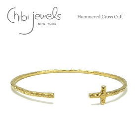 【再入荷】≪chibi jewels≫ チビジュエルズボヘミアン 十字架クロス C型 バングル Hammered Cross Cuff (Gold) レディース ギフト ラッピング