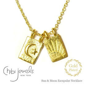 【CLASSY 雑誌掲載】【再入荷】≪chibi jewels≫ チビジュエルズ ボヘミアン 月 ムーン 太陽 モチーフ プレート ネックレス ゴールド 14金仕上げ Sun & Moon Escapular Necklace (Gold)