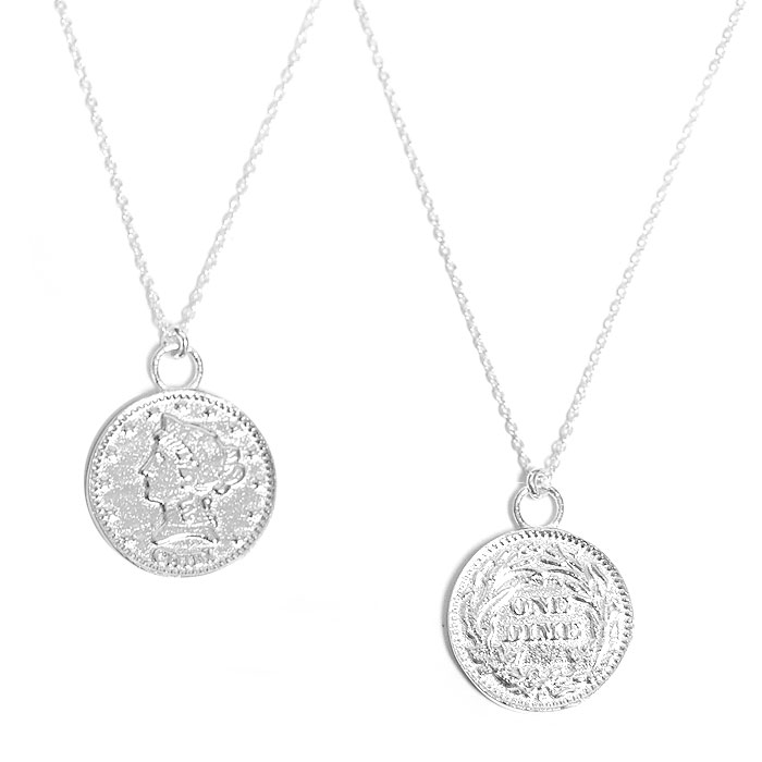 【待望の最新作】≪chibi jewels≫ チビジュエルズ ワンダイム 硬貨 スモール コインネックレス 10セント ネックレス 小さめ 銀貨  コイン シルバー SV925 One Dime Coin Necklace (Silver) | ZUTTOHOLIC