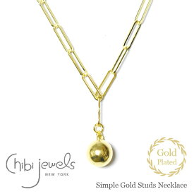 【滝沢カレンさん着用】【Oggi 雑誌掲載】≪chibi jewels≫ チビジュエルズ シンプル ボール ゴールド スタッズ レクタングルチェーン ネックレス 14金仕上げ Simple Gold Studs Necklace (Gold)
