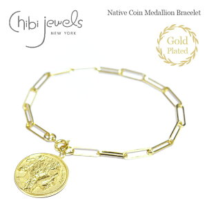 �y�ē��ׁz��chibi jewels�� �`�r�W���G���Y �l�C�e�B�u ���_���I�� �R�C�� ���N�^���O�� �`�F�[�� �u���X���b�g �S�[���h 14���d�グ Native Coin Medallion Rectangle Chain Bracelet (Gold)