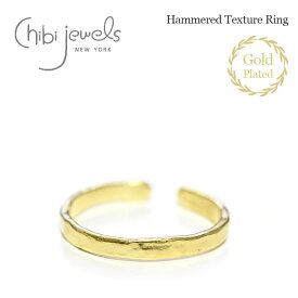 【待望の最新作】≪chibi jewels≫ チビジュエルズシンプル C型 ゴールド 2WAY リング イヤーカフ 14金仕上げ フォークリング オープンリング Hammered Texture Ring (Gold)