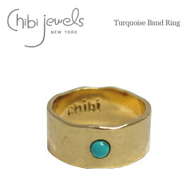 【再入荷】≪chibi jewels≫ チビジュエルズ天然石ターコイズ 幅広 リング 指輪 Turquoise Band Ring (Gold) レディース ギフト ラッピング