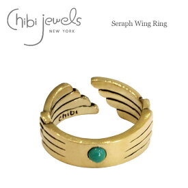≪chibi jewels≫ チビジュエルズ天使の翼 羽根フェザーモチーフ 小粒ターコイズ C型リング 指輪 フォークリング オープンリング Seraph Wing Ring (Gold) レディース ギフト ラッピング