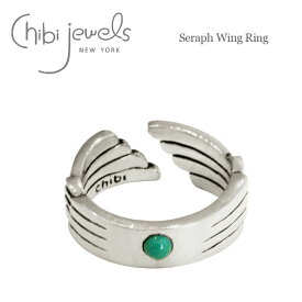【再入荷】≪chibi jewels≫ チビジュエルズ天使の翼 羽根フェザーモチーフ 小粒ターコイズ C型リング 指輪 フォークリング オープンリング Seraph Wing Ring (Silver) レディース ギフト