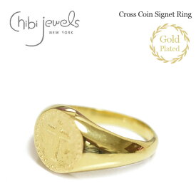 【再入荷】≪chibi jewels≫ チビジュエルズ コイン メダル メダイ 十字架 クロス コンチョ ゴールド シグネット リング ピンキーリング 指輪 14金仕上げ 3サイズ Cross Coin Ring (Gold)