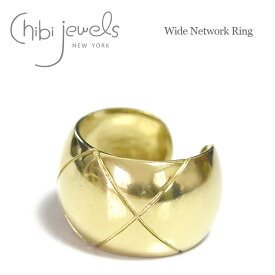 【再入荷】≪chibi jewels≫ チビジュエルズ クロスライン キルティング ボリューム ゴールド リング 指輪 Wide Network Ring (Gold) レディース ギフト ラッピング