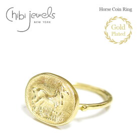 【中条あやみさん着用】【CanCam 雑誌掲載】≪chibi jewels≫ チビジュエルズ ウマ 馬 ホース プレート レリーフ 楕円形 オーバル ゴールド リング 指輪 14金仕上げ Horse Ring (Gold) レディース