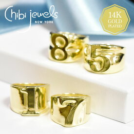 【待望の最新作】≪chibi jewels≫ チビジュエルズ ナンバー 番号 数字 ロゴ ボリューム 幅広 ゴールド リング 指輪 14金仕上げ Number Ring (Gold) レディース ギフト ラッピング