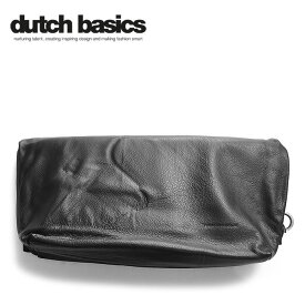 ≪Dutch Basics≫ ダッチベイシクス 本革 レザー 黒 ブラック 2つ折り ファスナー セカンドバッグ クラッチバッグ 2WAY ショルダーバッグ (Black)【レディース】