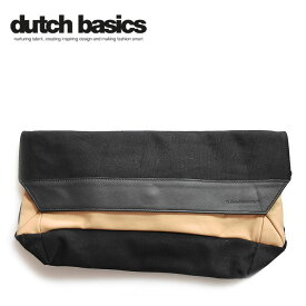 【訳あり商品 アウトレット】≪Dutch Basics≫ ダッチベイシクス 本革 レザー 異素材 ミックス ツートーン 配色 ベージュ 黒 ブラック 横長 セカンドバッグ クラッチバッグ (Black)