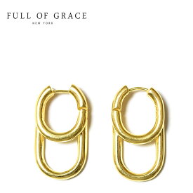 【待望の最新作】≪FULL OF GRACE≫ フルオブグレイス オーバル 楕円形 ダブル 中折れ フープ ピアス ゴールド 18金仕上げ Earrings (Gold) レディース ギフト ラッピング