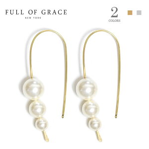 �ySTORY GISELe �G���f�ځz��FULL OF GRACE�� �t���I�u�O���C�X �S2�F 3�� �^�� �p�[�� �J�[�u �s�A�X �u���b�N�p�[�� �S�[���h �V���o�[ Pearl Hoop Earrings ���f�B�[�X