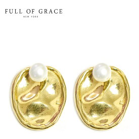 【待望の最新作】≪FULL OF GRACE≫ フルオブグレイス ひと粒 真珠 パール 楕円形 プレート 2WAY スタッズ ピアス Pearl Earrings (Gold) レディース ギフト ラッピング