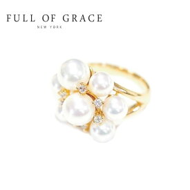 【結城アンナさん着用】【STORY 雑誌掲載】≪FULL OF GRACE≫ フルオブグレイス 真珠 パール キュービックジルコニア 花 フラワー モチーフ ゴールド リング Pearl Cubic Zirconia Ring (Gold) レディース