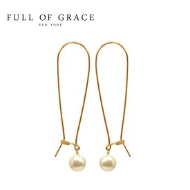 【楽天スーパーセール 50％OFF】≪FULL OF GRACE≫ フルオブグレイス モダンコレクション パール フープ ロング ピアス Modern collection Pearl Hoop Earrings (Gold) レディース