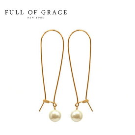 【全品対象500円OFFクーポン配布中】≪FULL OF GRACE≫ フルオブグレイス モダンコレクション パール フープ ロング ピアス Modern collection Pearl Hoop Earrings (Gold) レディース